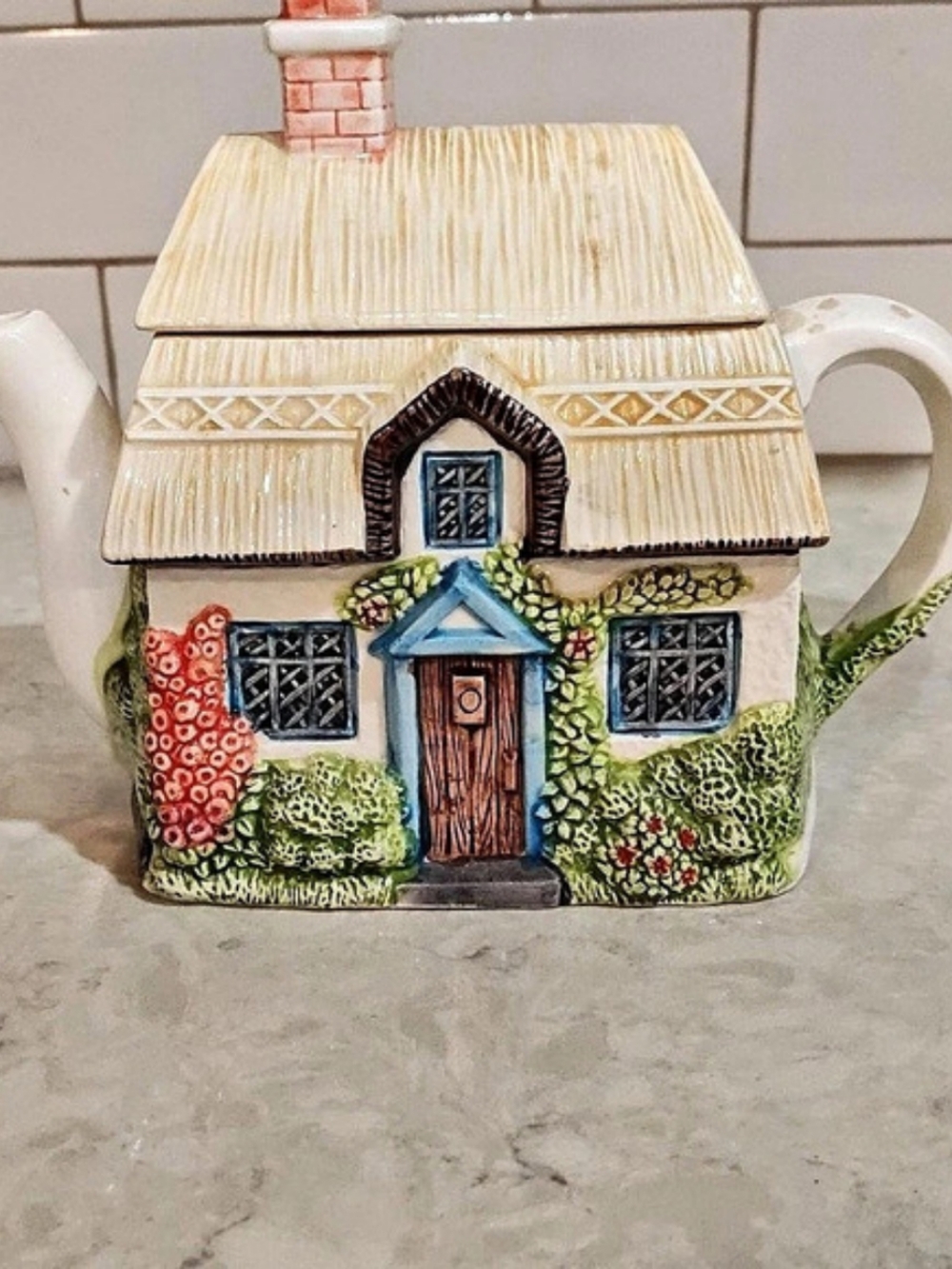 Cottage Core vintage English Cottage Ceramic Teapot